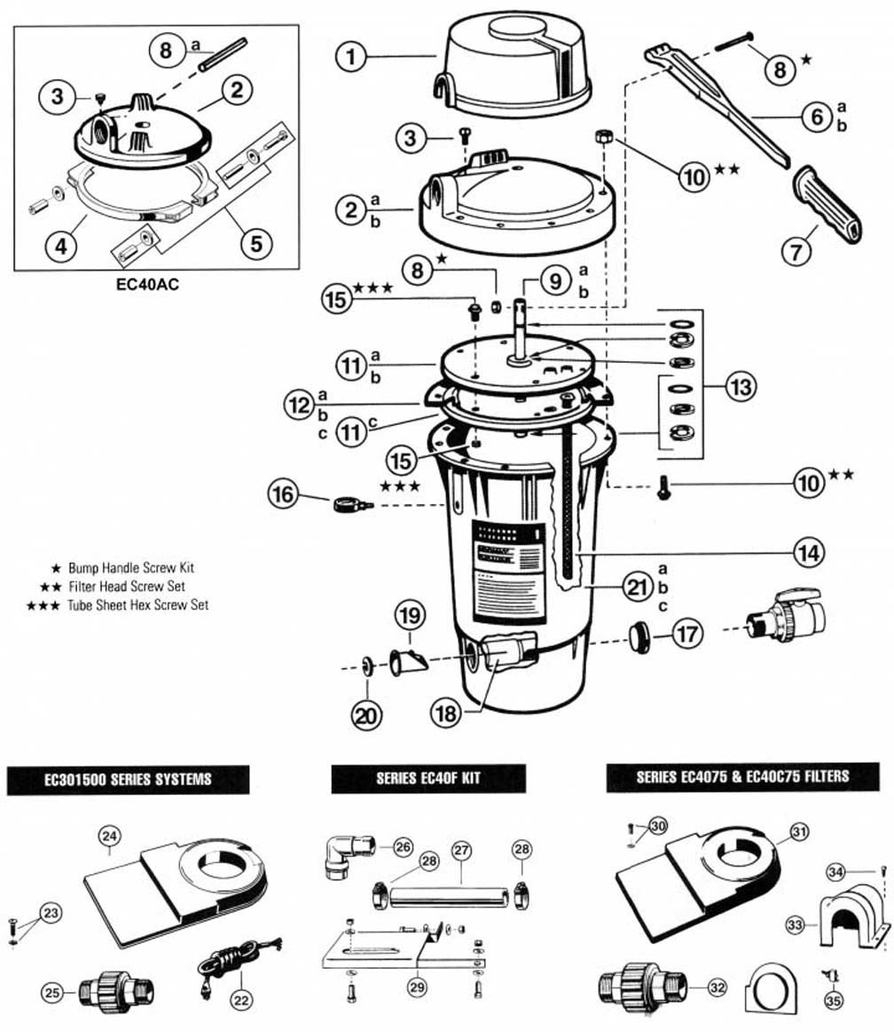 EC40 OEM Hayward ECX1040 Perflex Pool Filter Bump Handle Assembly Replacement 