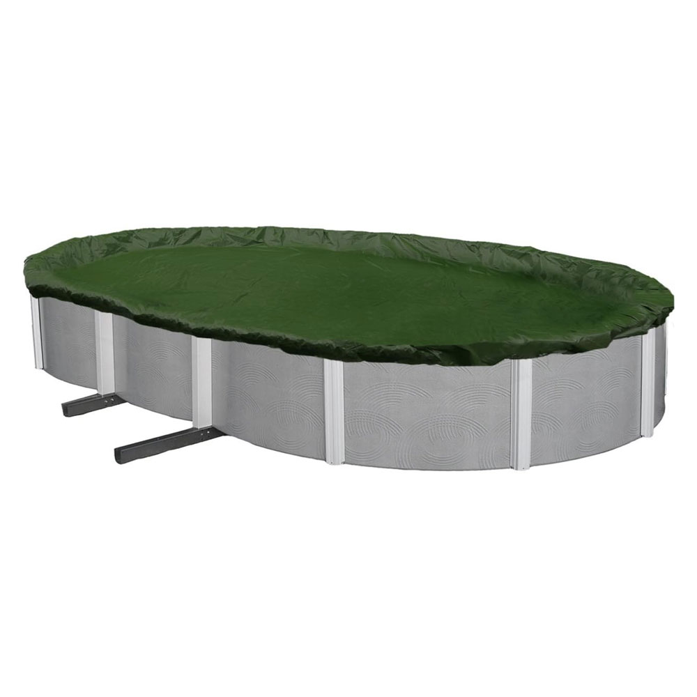 12' x 24' Oval Above Ground Winter Pool Cover 12yr - Green - 4' Overlap