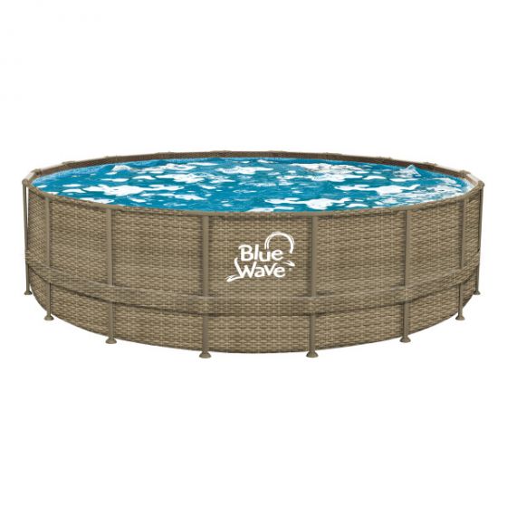 Blue Wave NB19797 18-ft Round Dark Cocoa Wicker 52-in Pool Package