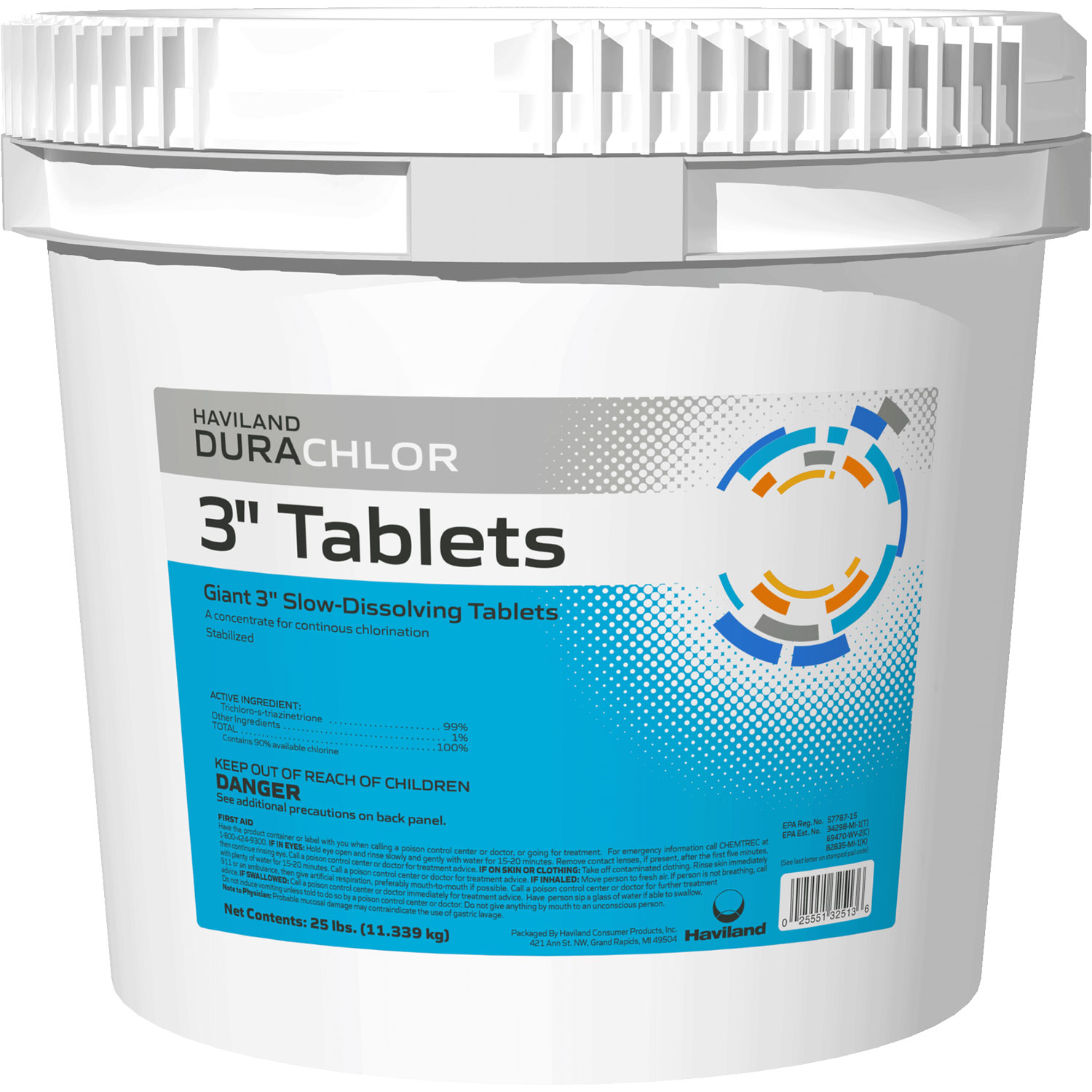 Durachlor 3-Inch Chlorine Tablets - 25lbs 3“ Slow-Dissolving Pool Sanitizer