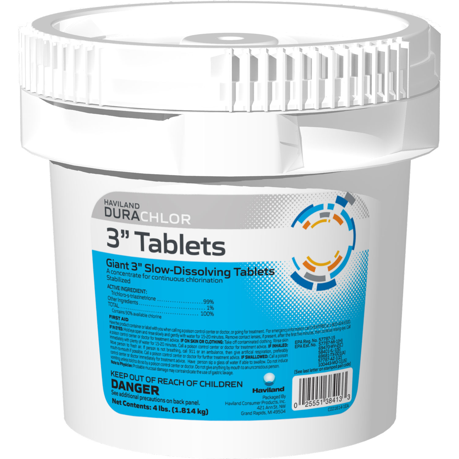 Durachlor 3-Inch Chlorine Tablets - 4lbs 3“ Slow-Dissolving Pool Sanitizer
