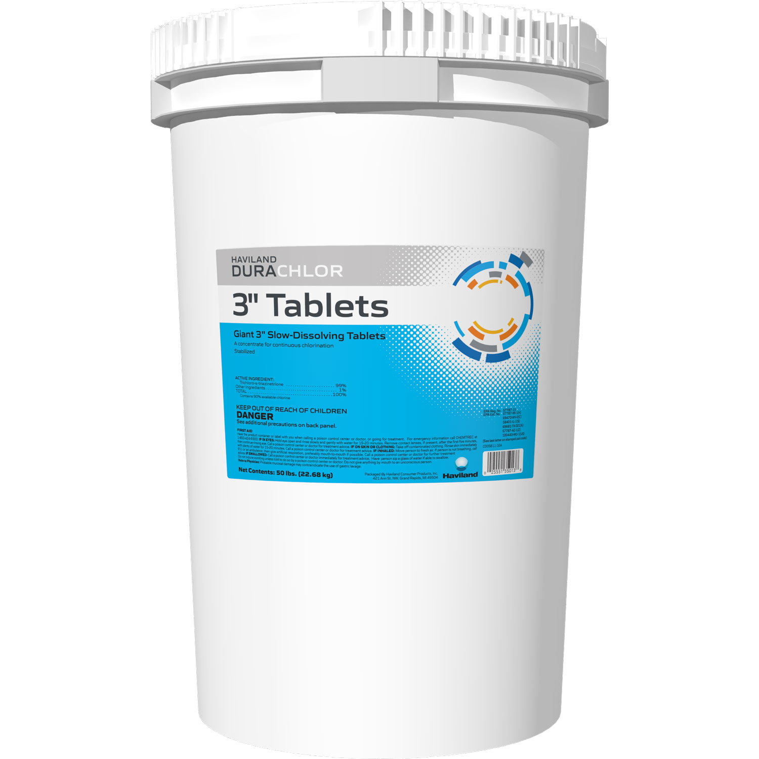 Durachlor 3-Inch Chlorine Tablets - 50lbs 3“ Slow-Dissolving Pool Sanitizer