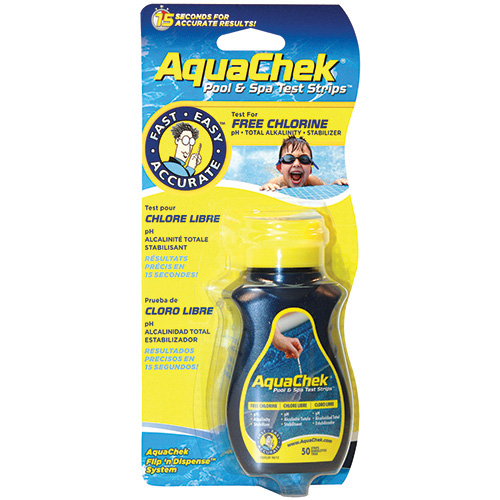 AquaChek Yellow 4 in 1 Test Strips - Free Chlorine - 50 Count