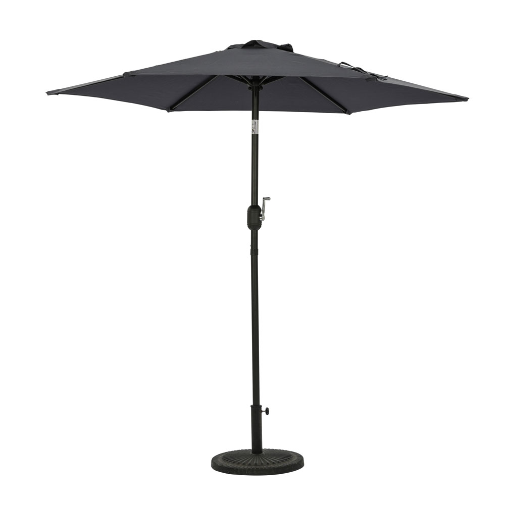 Bistro 7.5-ft Hexagon Market Umbrella - Slate Grey - Polyester Canopy
