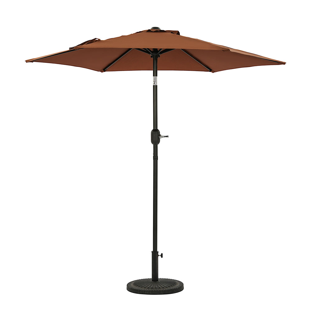 Bistro 7.5-ft Hexagon Market Umbrella - Coffee - Polyester Canopy
