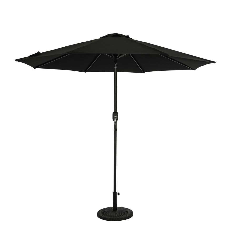Mirage 9-ft Octagon Market Umbrella with Auto-Tilt - Black - Breez-Tex 