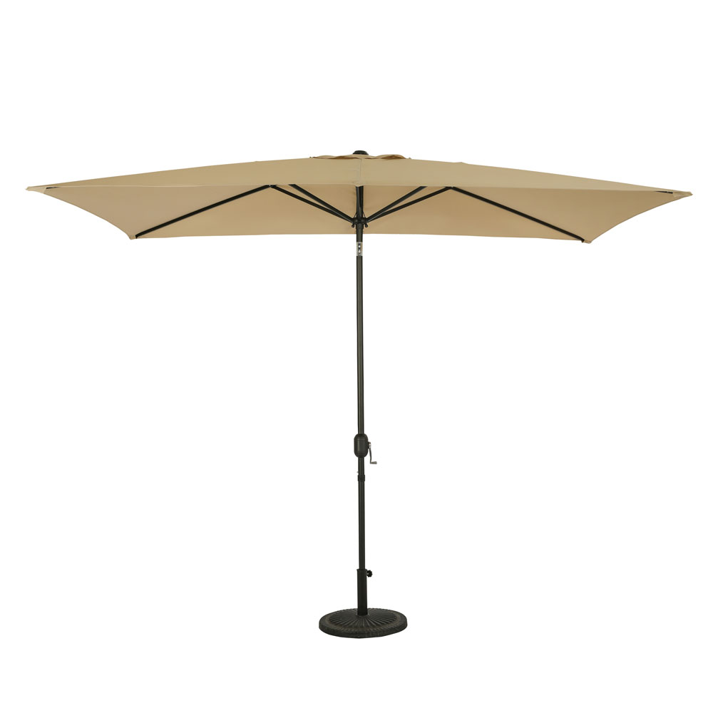 Bimini 6.5-ft x 10-ft Rectangular Market Umbrella - Champagne - Polyester Canopy