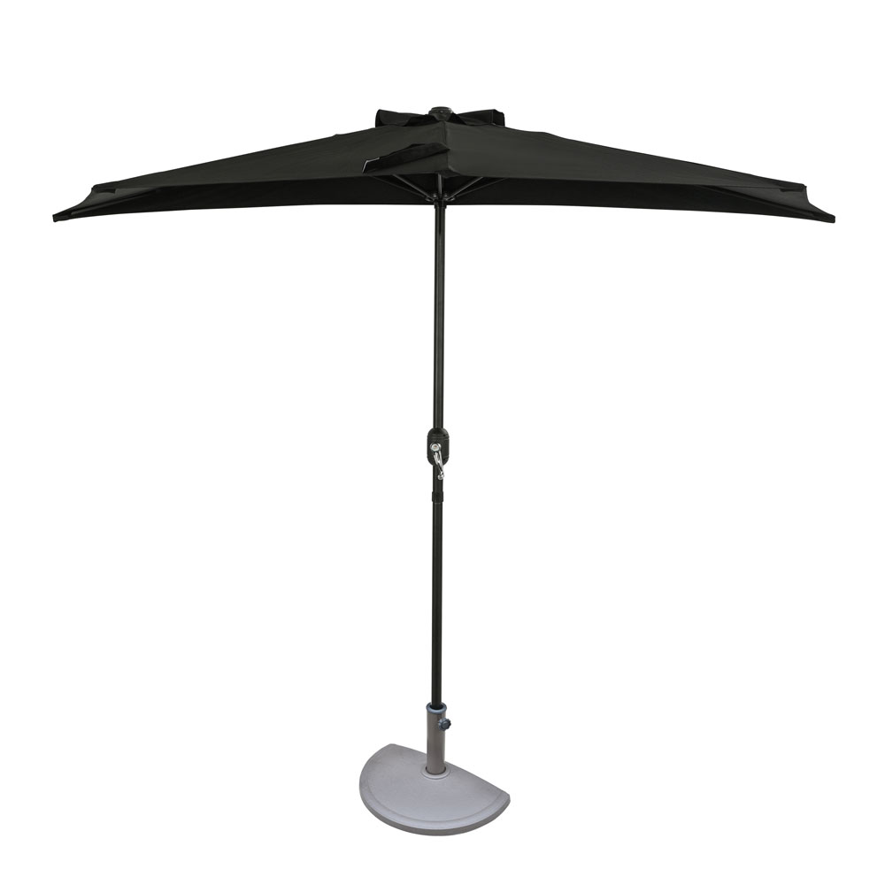 Lanai 9-ft Half Umbrella - Black - Polyester Canopy