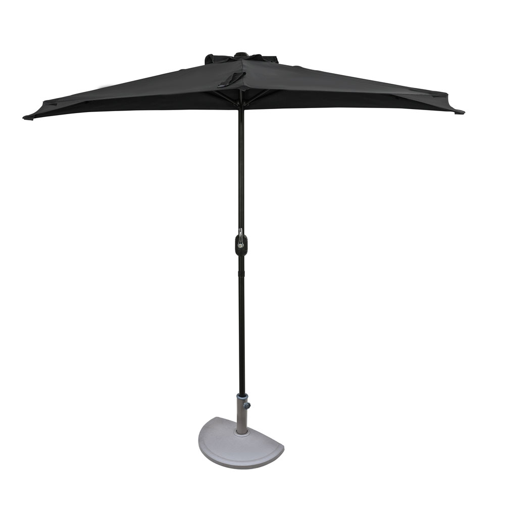 Lanai 9-ft Half Umbrella - Slate Grey - Polyester Canopy