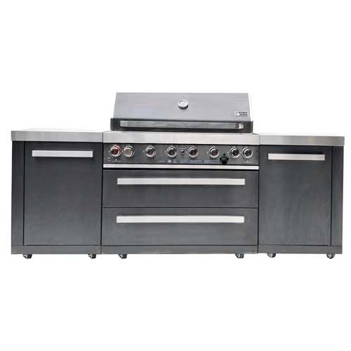 Mont Alpi 805 6 Burner Black Stainless Steel Deluxe Island
