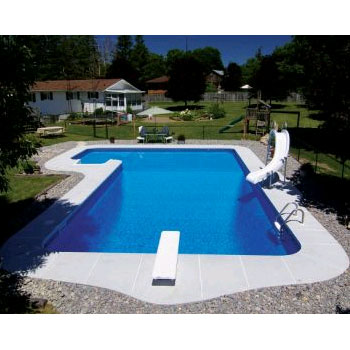 14' x 20' x 28' Steel True-L Inground Swimming Pool Kit - 2' Radius