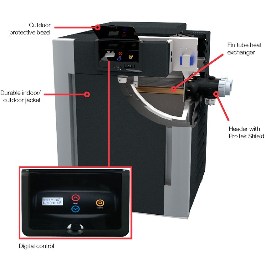Raypak RP2100 336k BTU Digital Pool Heater - Propane Gas