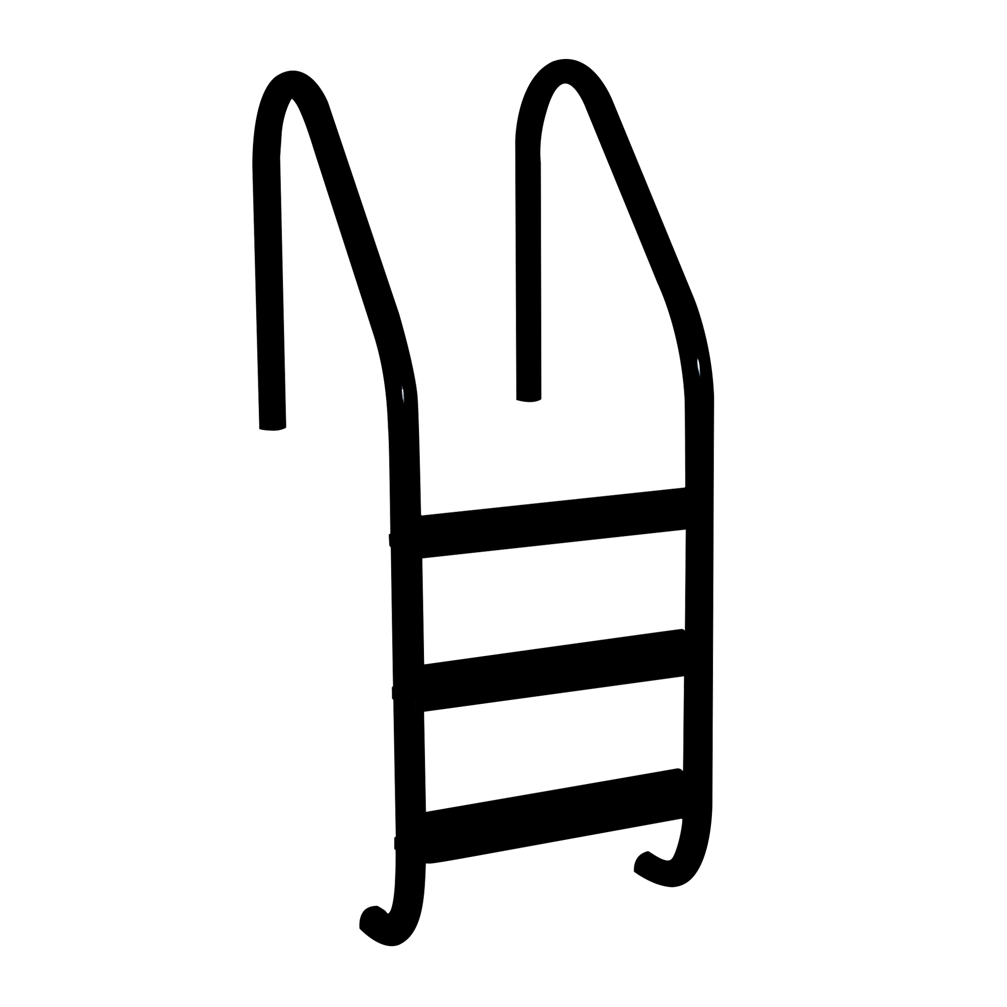 3 Step High Impact Polymer In-Ground Pool Ladder - Black