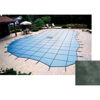 12' x 20' Rectangle 15yr Solid Safety Pool Cover w/ Drain - Green