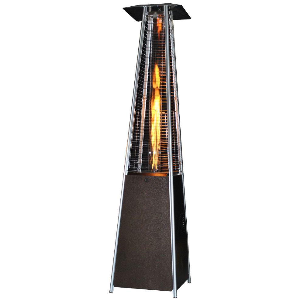 Portable Propane Patio Heater With A Contemporary Square Design  - Golden Hammered