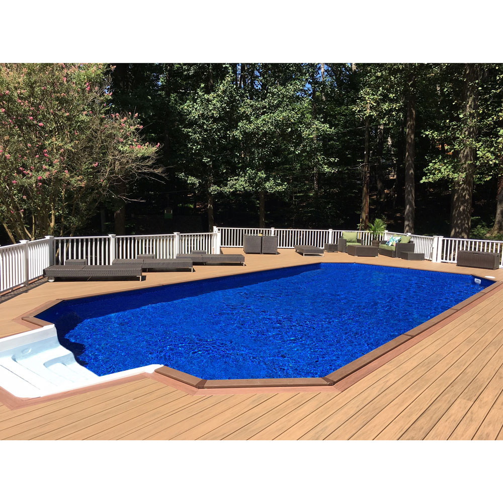 Ultimate 16' x 32' Grecian Semi-Inground Pool Kit w/ Synthetic Wood Coping
